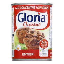 Lait concentre N/sucre Entier Gloria 410G