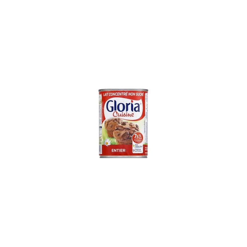 Lait concentre N/sucre Entier Gloria 410G