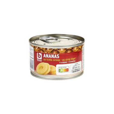 BONI ananas tranches au sirop cons 227g